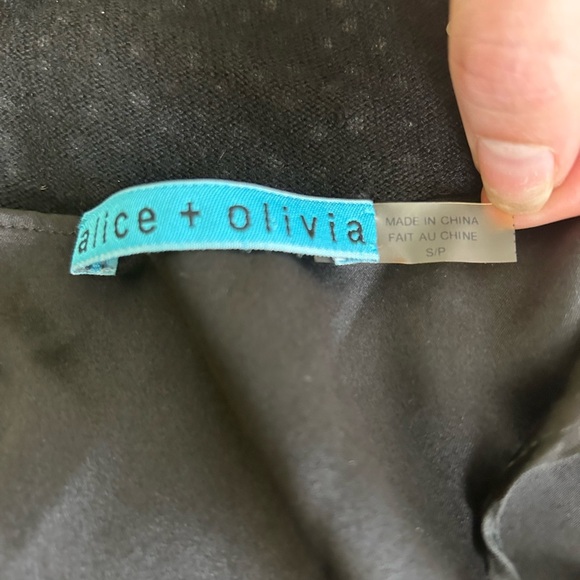 Alice + Olivia Black Crystal Sparkle Dress Size S Silk Lined Wool Blend - Picture 12 of 12